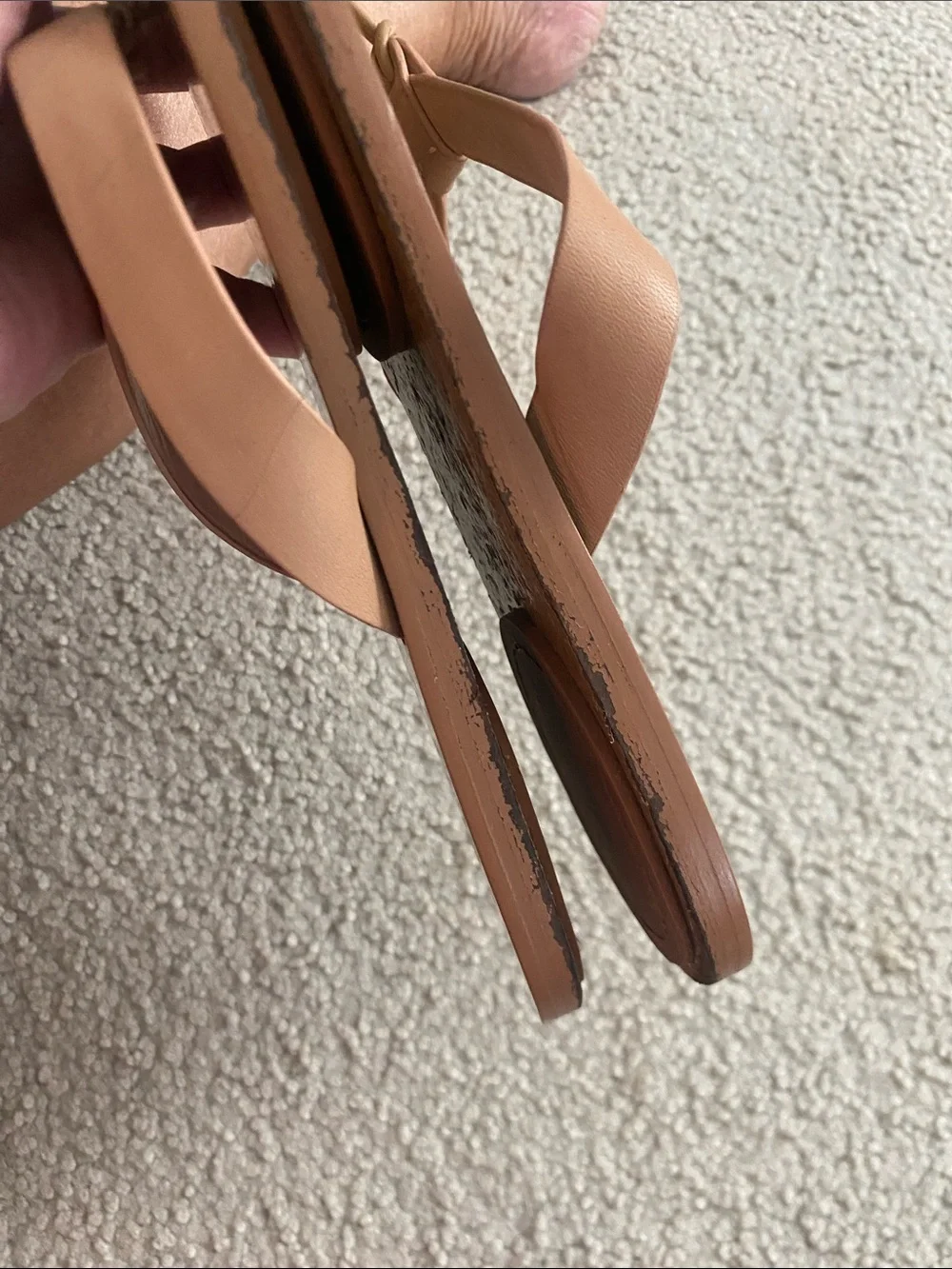 Tory Burch Rose Tan Leather Logo Thong Sandals